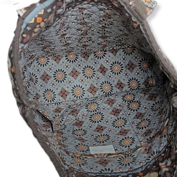 Vera Bradley Floral Tote in Brown, Cream, Yellow Muted Colors Great for Everyday - Picture 5 of 10